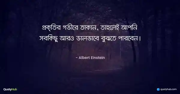প্রকৃতির গভীরে তাকান, তাহলেই আপনি সবকিছু আরও ভালভাবে বুঝতে পারবেন। - Albert Einstein