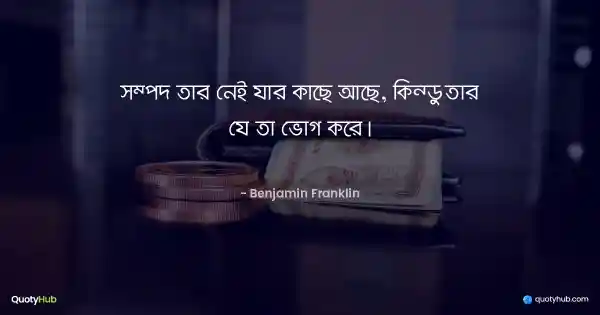 সম্পদ তার নেই যার কাছে আছে, কিন্তু তার যে তা ভোগ করে। - Benjamin Franklin