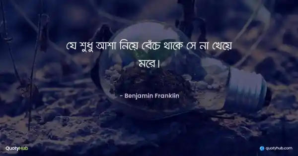 যে শুধু আশা নিয়ে বেঁচে থাকে সে না খেয়ে মরে। - Benjamin Franklin