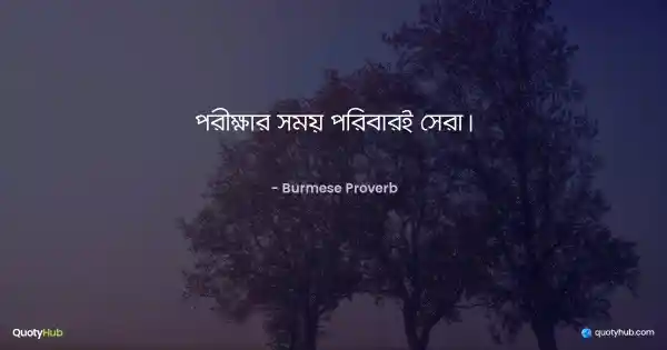 পরীক্ষার সময় পরিবারই সেরা। - Burmese Proverb