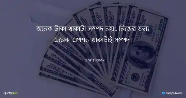 অনেক টাকা থাকাটা সম্পদ নয়; নিজের জন্য অনেক অপশন থাকাটাই সম্পদ। - Chris Rock