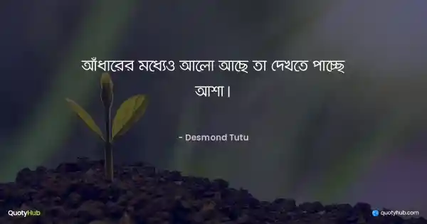 আঁধারের মধ্যেও আলো আছে তা দেখতে পাচ্ছে আশা। - Desmond Tutu