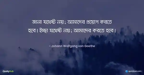 জানা যথেষ্ট নয়; আমাদের প্রয়োগ করতে হবে। ইচ্ছা যথেষ্ট নয়; আমাদের করতে হবে। - Johann Wolfgang von Goethe
