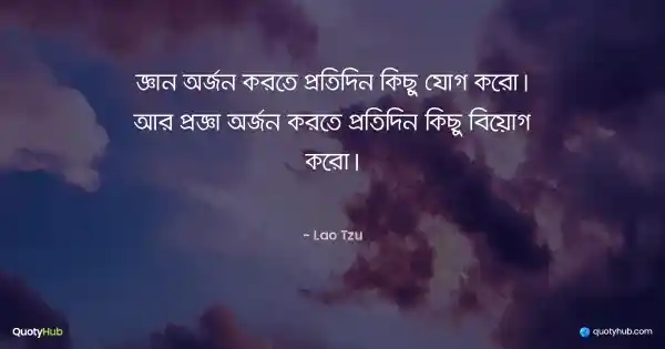 জ্ঞান অর্জন করতে প্রতিদিন কিছু যোগ করো। আর প্রজ্ঞা অর্জন করতে প্রতিদিন কিছু বিয়োগ করো। - Lao Tzu