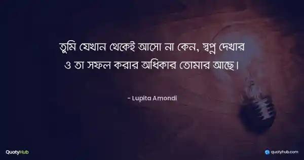 তুমি যেখান থেকেই আসো না কেন, স্বপ্ন দেখার ও তা সফল করার অধিকার তোমার আছে। - Lupita Amondi