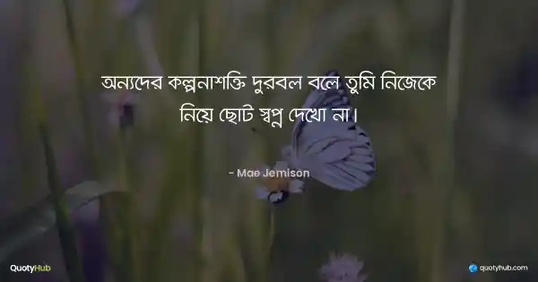 অন্যদের কল্পনাশক্তি দুর্বল বলে তুমি নিজেকে নিয়ে ছোট স্বপ্ন দেখো না। - Mae Jemison