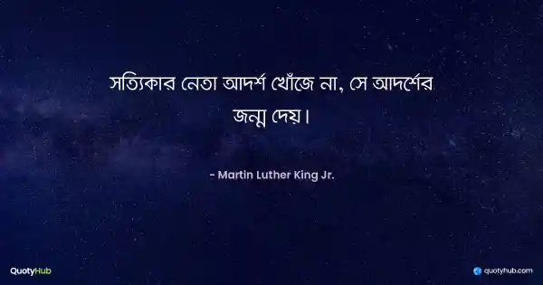 সত্যিকার নেতা আদর্শ খোঁজে না, সে আদর্শের জন্ম দেয়। - Martin Luther King Jr.