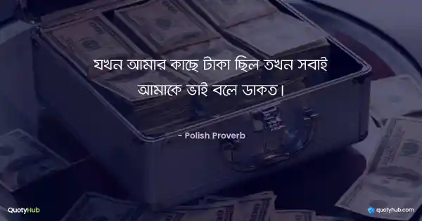 যখন আমার কাছে টাকা ছিল তখন সবাই আমাকে ভাই বলে ডাকত। - Polish Proverb