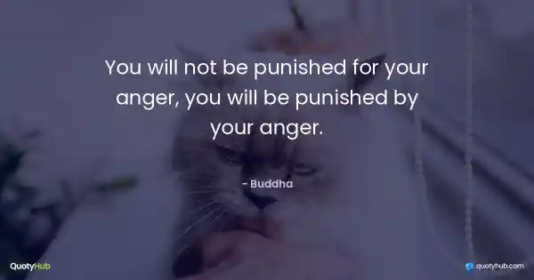 You will not be punished for your anger, you will be punished by your anger. - Buddha