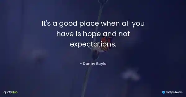 It's a good place when all you have is hope and not expectations. - Danny Boyle