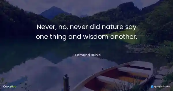 Never, no, never did nature say one thing and wisdom another. - Edmund Burke