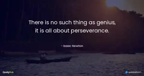 There is no such thing as genius, it is all about perseverance. - Isaac Newton
