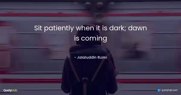 Sit patiently when it is dark; dawn is coming - Jalaluddin Rumi