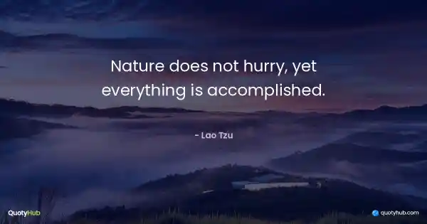 Nature does not hurry, yet everything is accomplished. - Lao Tzu