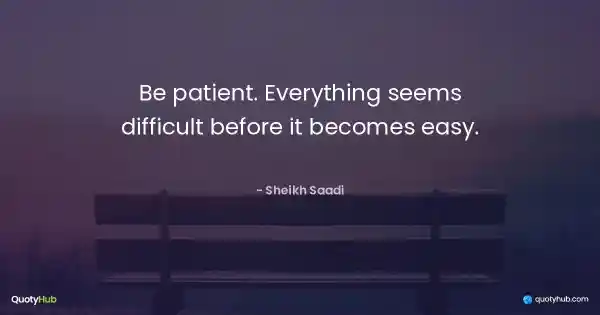Be patient. Everything seems difficult before it becomes easy. - Sheikh Saadi