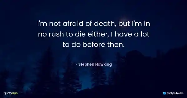 I'm not afraid of death, but I'm in no rush to die either, I have a lot to do before then. - Stephen Hawking